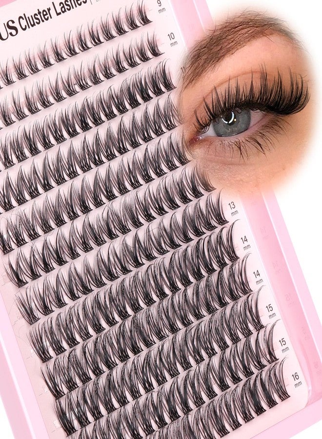 Goddvenus Individual Eyelashes Fluffy Cluster Lashes Like Lash Extension in Salon Natural DIY Eyelash Clusters for 5-7 days 9-16mm D Curl Russian Eyelash Individuals(192pcs D Curl) - Image 1