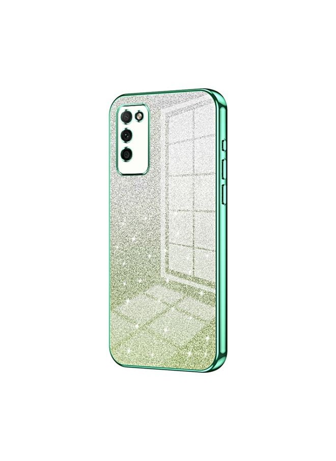 HuHa Case Cover For Honor 30 Youth Gradient Glitter Powder Electroplated Phone Case Green 