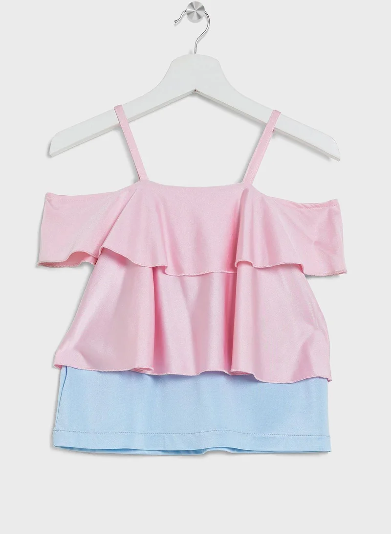 Little Golden Apple Kids Little Spaghetti Strap 2 Piece Dress Sets