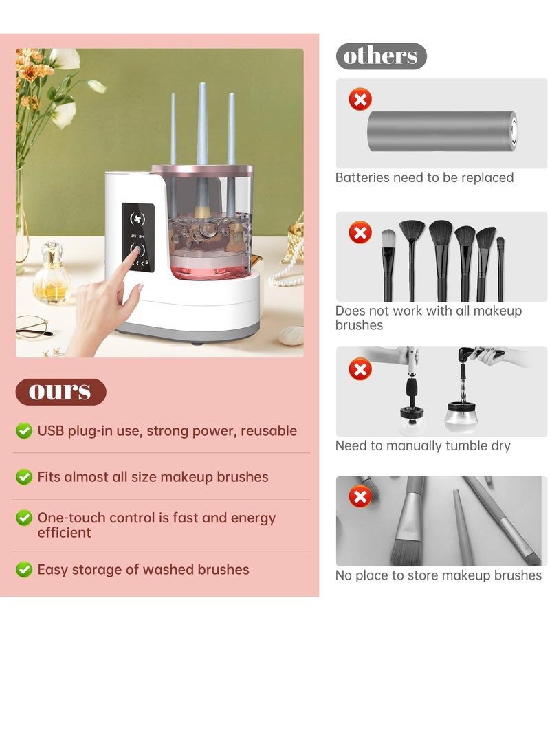 QIRRA Electric Makeup Brush Cleaner Machine, Automatic 3 in 1 Makeup Brush Washer & Dryer, Cosmetic Brush Cleaning Device for All Sizes Makeup Brushes – Beauty Tools Cleaner - Image 3