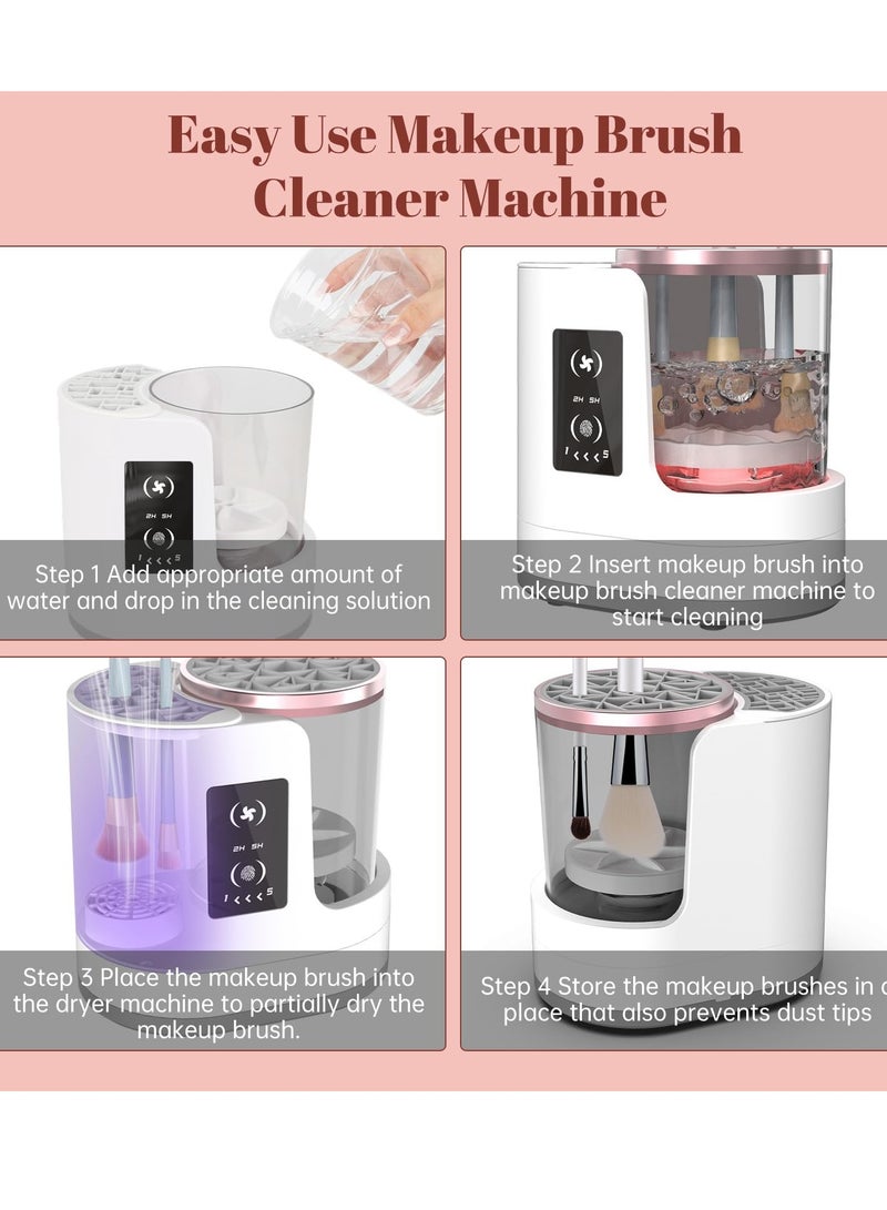 QIRRA Electric Makeup Brush Cleaner Machine, Automatic 3 in 1 Makeup Brush Washer & Dryer, Cosmetic Brush Cleaning Device for All Sizes Makeup Brushes – Beauty Tools Cleaner - Image 4