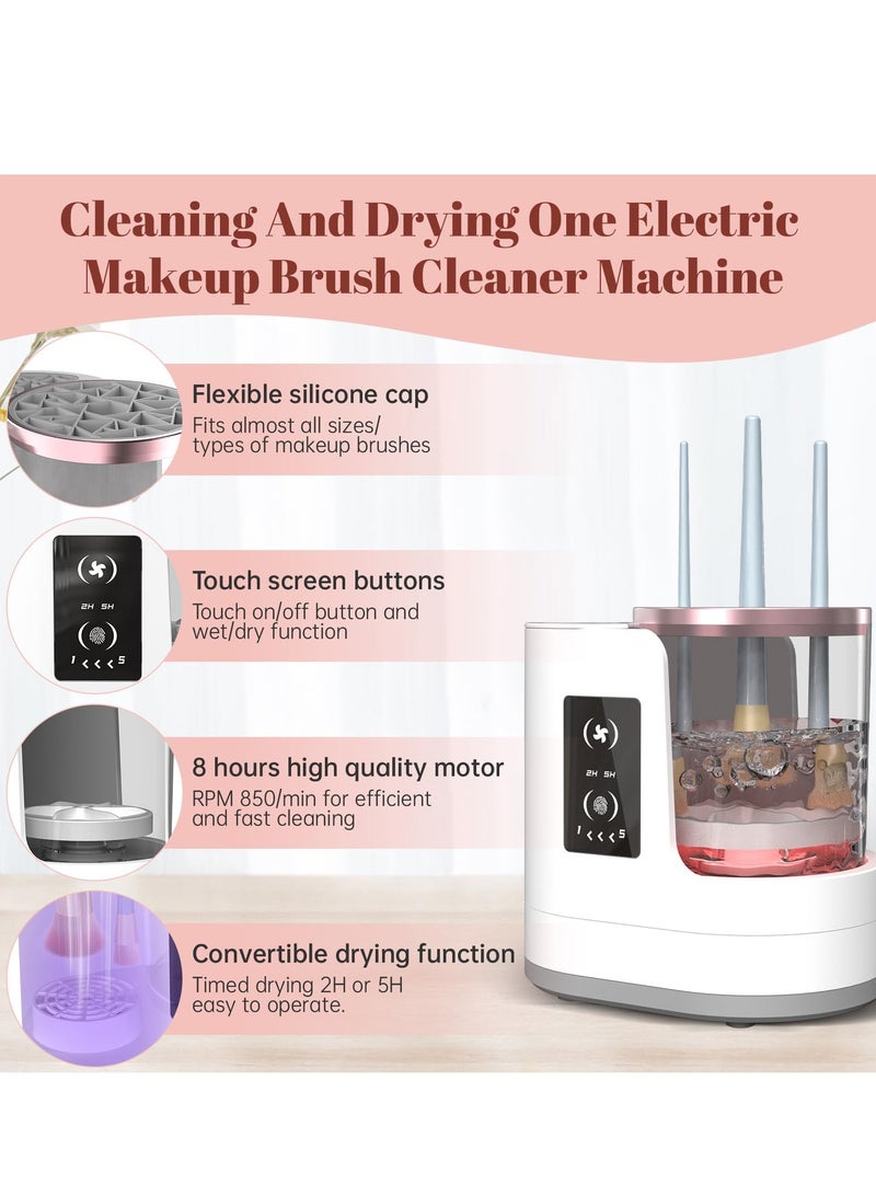 QIRRA Electric Makeup Brush Cleaner Machine, Automatic 3 in 1 Makeup Brush Washer & Dryer, Cosmetic Brush Cleaning Device for All Sizes Makeup Brushes – Beauty Tools Cleaner - Image 5