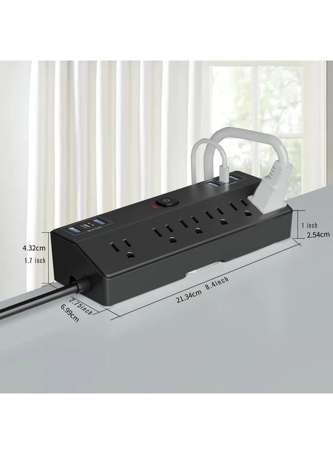 12 In 1 Desktop Power Strip 6 AC Outlets 6 USB Ports PD 20W Fast Charging Black - Image 3