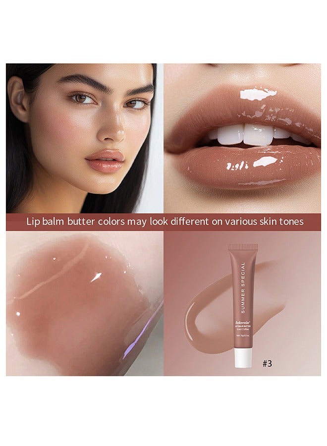 lakerain Summer Special Lip Balm Butter, Reduce Lip Lines, Soothing Moisturizing Tinted Lip Mask, Repair Dry Cracks Lip Oil - Iced Coffee 03(15G/0.5 OZ) - Image 3