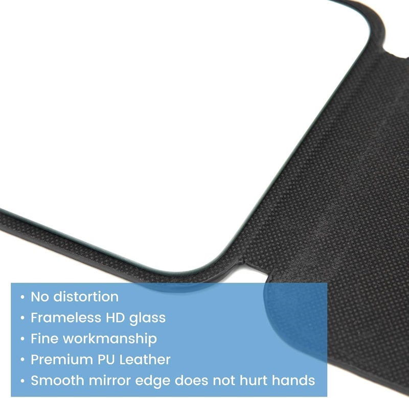 HYRAINBOW Portable Folding Mirror, 16x11cm Super HD Compact Makeup Mirror, Black PU Leather Travel Mirror, Small Mirror Free Standing Vanity, Tabletop Foldable - Image 4