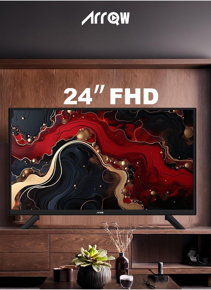 ARRQW 24-inch Standard TV, HD Ready, 1366x768 Resolution, 60Hz Refresh Rate, Stereo Sound, Wireless Display, 2 HDMI, 2 USB, Wall Mount | Model: RO-24LP  - Image 2