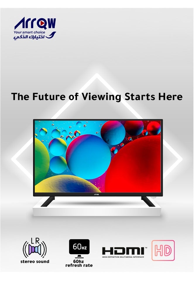 ARRQW 24-inch Standard TV, HD Ready, 1366x768 Resolution, 60Hz Refresh Rate, Stereo Sound, Wireless Display, 2 HDMI, 2 USB, Wall Mount | Model: RO-24LP - Image 1