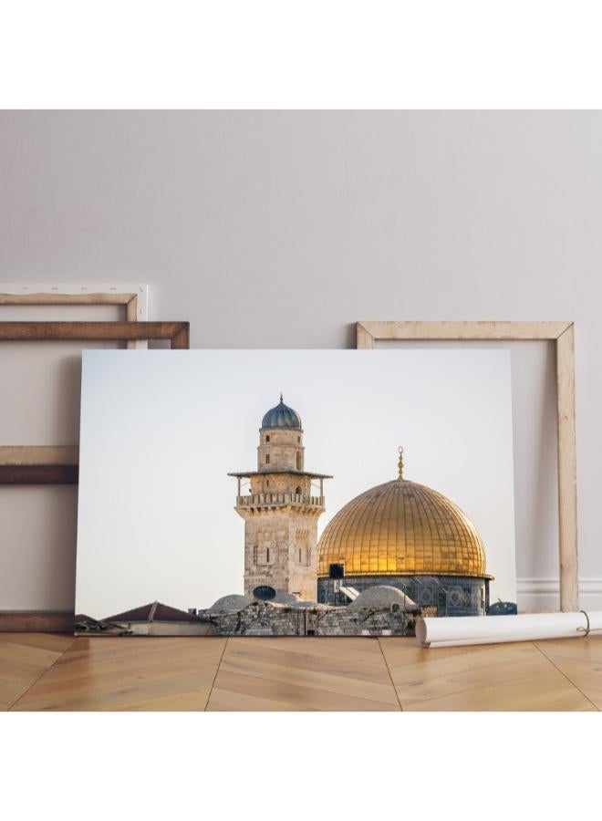 هوم جاليري لوحة فنية جدارية عن قبة الصخري مطبوعه على القماش الكانفاس 60x40 - Image 3