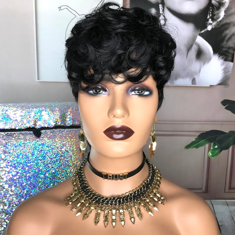 HOTKIS Short Curly Pixie Cut Wig Human Hair for Black Women Short Human Hair Pixie Cut Glueless Wigs Natural Curl Hair Black Pixie Wigs for Daily Use - Image 2