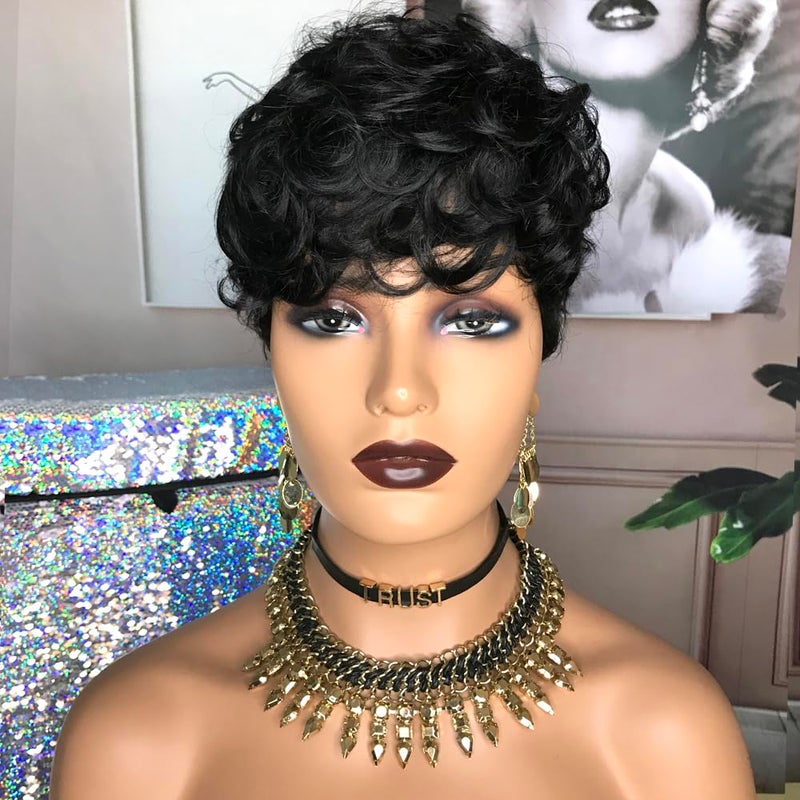 HOTKIS Short Curly Pixie Cut Wig Human Hair for Black Women Short Human Hair Pixie Cut Glueless Wigs Natural Curl Hair Black Pixie Wigs for Daily Use - Image 4