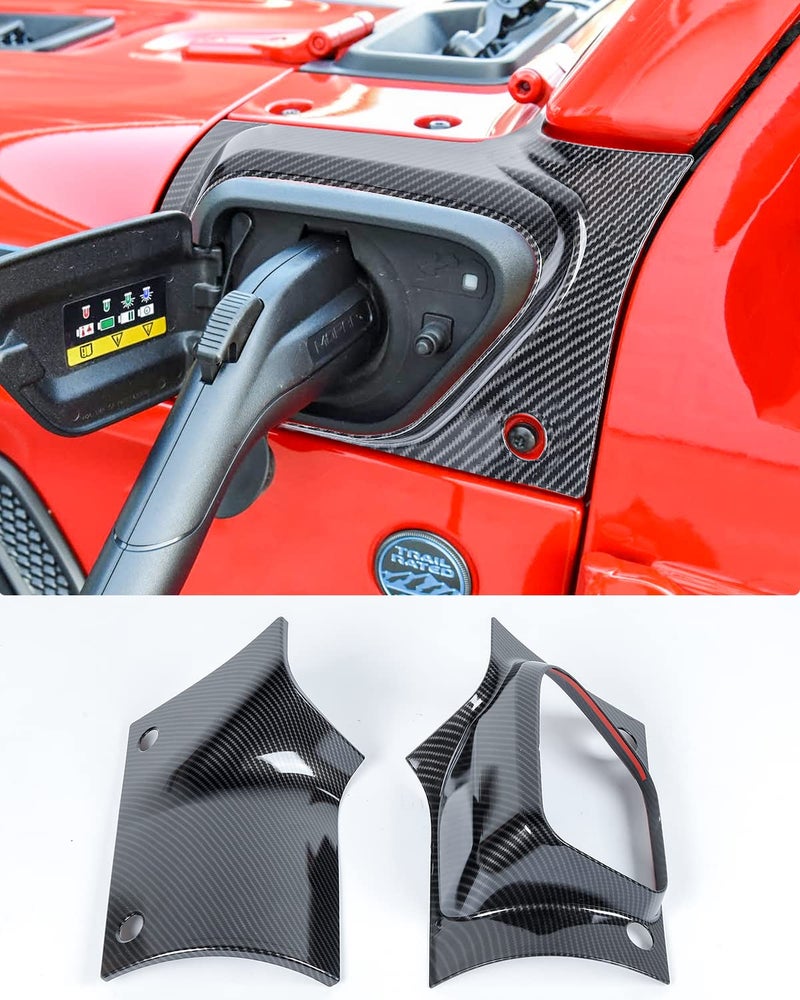 Savadicar Cowl Body Armor Outer Cowl Covers Corner Guards Compatible with 2021 2022 2023 2024 2025Present Jeep Wrangler 4xe Exterior Accessories Parts Carbon Fiber Pair