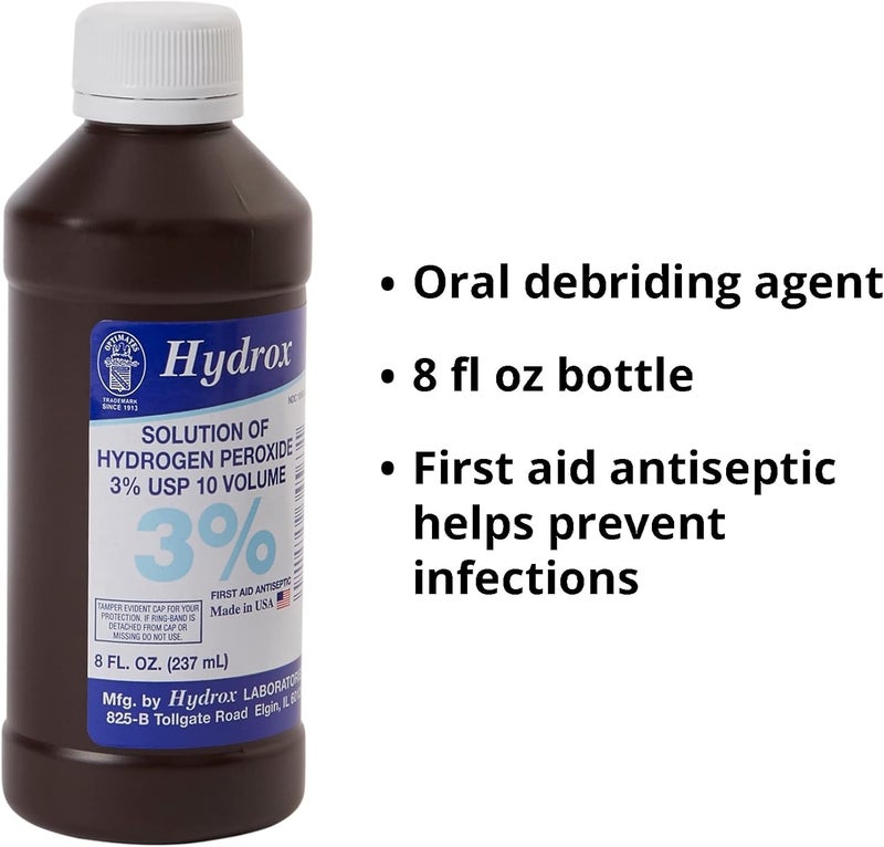 McKesson Hydrogen Peroxide 3 8 oz Pack of 12 Topical Solution USP First Aid Antiseptic Oral Debriding Agent - Image 4