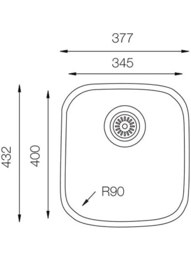 يوكنوكس حوض مطبخ  – ستانلس ستيل – حوض واحد – تركيب تحت السطح – D 345 - Image 2