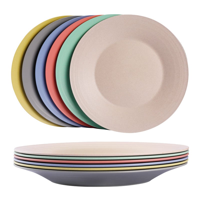 greenandlife 10inch6pcs Dishwasher  Microwave Safe Wheat Straw Plates  Lightweight Reusable Unbreakable Dinner Plates Nontoxin BPA Free and Healthy for Kids  Adults