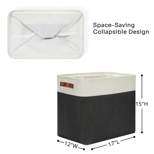 DULLEMELO Extra Large Storage Baskets Fabric Storage Bins for Organizing Shelves Nursery Toys Books Closet Baskets and Bins with Handles WhiteBlack 2Pack - Image 3