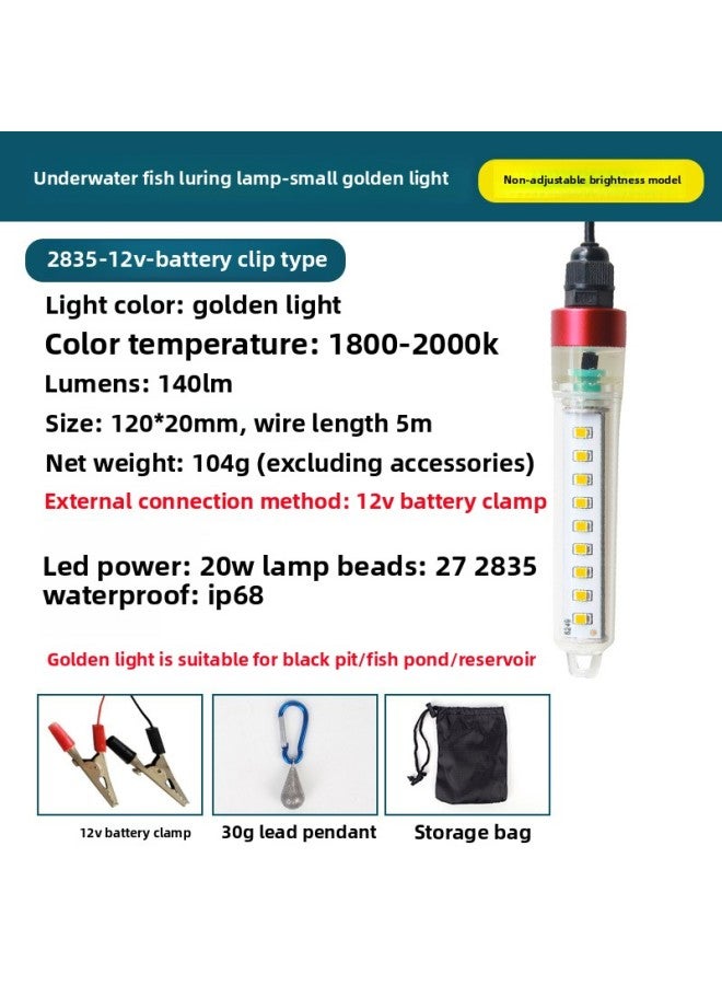 Underwater Lure Fish Lamp Poly Waterproof Sea Fishing Yellow Light Green Light White Light Hairtail Fishing Lamp Night Boat Fishing Raft Fishing Lamp-Color:Underwater Fish Luring Light Small Yellow Light - Non-adjustable Brightness Model (needs To Be Connected To The Battery)  - Image 1