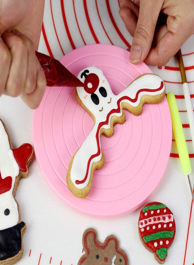 Topyond Cake Turntable 360 Rotating Stand 2Pcs, Small Cookie Turntable with Anti-Skid Base, Food-Grade Mini Baking Decorating Stand for Home Professionals Cakes Cookies - Image 2