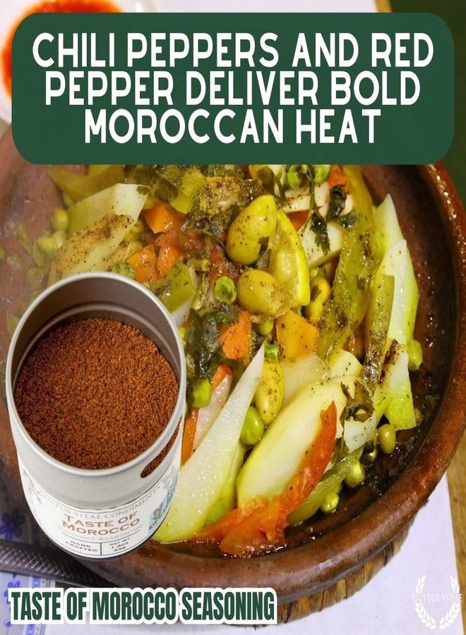 GUSTUS VITAE Taste of Morocco | Gourmet Seasoning | Authentic Artisanal Spice Blend | Non GMO, All Natural | Handcrated in Small Batches in USA | Ultra Premium, Sustainably Sourced | GLP-1 Friendly | 1.2 Ounce | Magnetic Tin | Gustus Vitae | #9 - Image 4