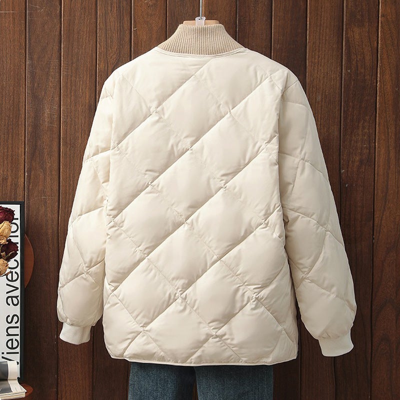 2023 Short Puffer Jacket Women Winter Light Quilted Coat beautiful white  - Image 2