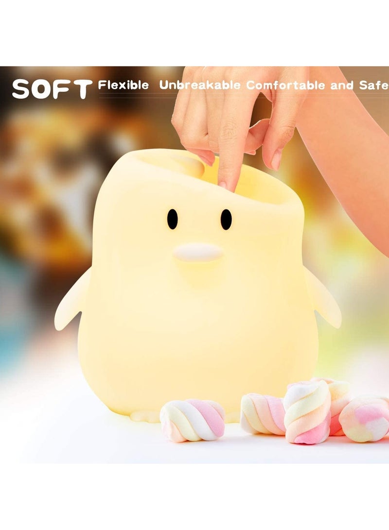 SYOSI Kids Night Light Large Penguin Kawaii Birthday Gifts Room Decor Bedroom Decorations for Baby Toddler Girls Children LED 9 Color Changing Animal Portable Squishy Silicone Lamp Tap Remote Control - Image 4