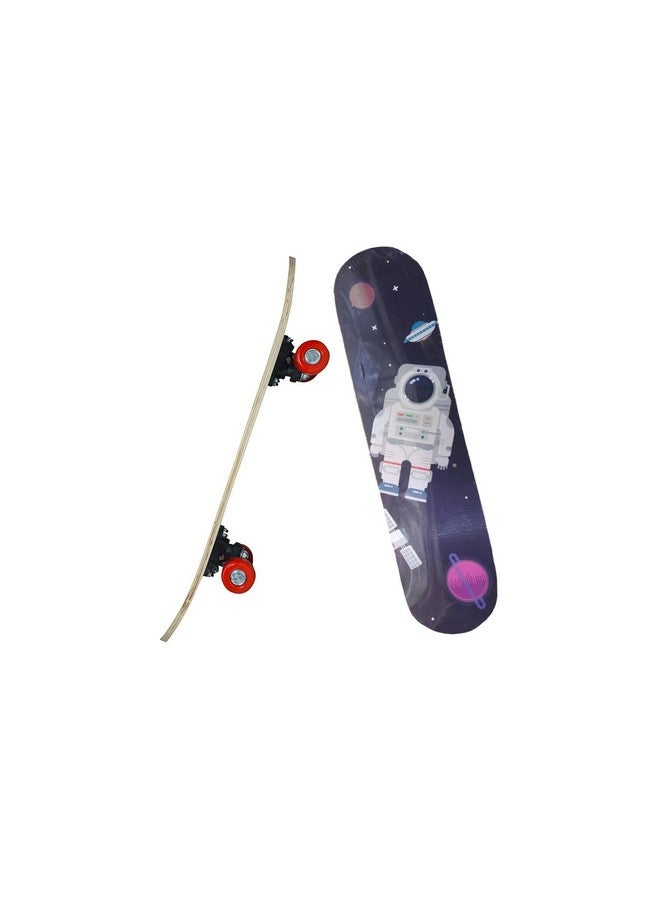 Ozoy Plastic Portable Handheld Skateboard, 22" Light Flashing 4 Wheels Skate Boards, Mini Cruiser Skateboard, Beginners Longboard, for Kids/Adults (Aestronut Sketbaord) - Image 1