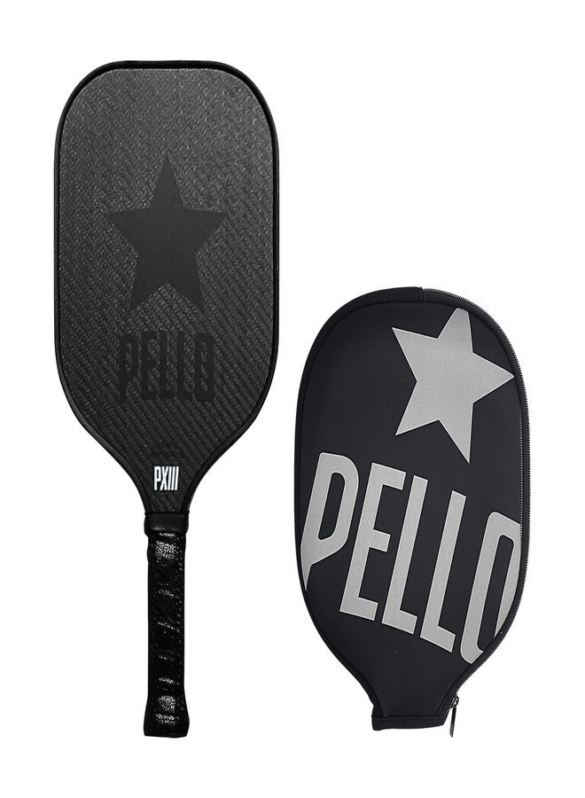 PELLO PXIII Carbon Fiber Pickleball Paddle | Elongated USAPA Approved | Pro-Level Performance Pickleball Paddle for Power, Spin & Control | Carbon Fiber Pickle Ball Paddle Women and Men | (Black) - Image 1