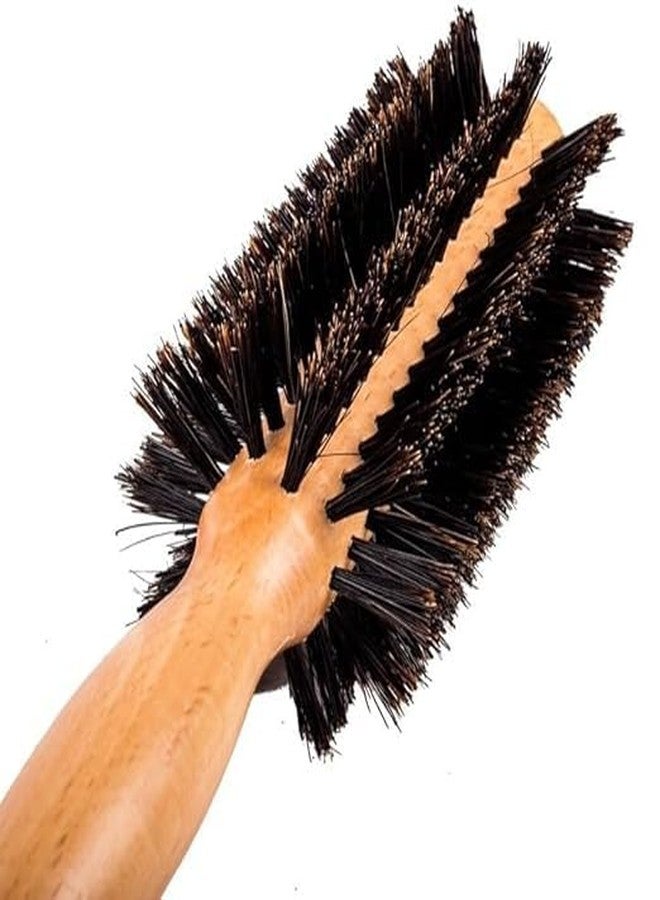 KRAFTMASTERS Kraftmaster® Set Of 1 Round Brush Boar Bristle Wooden Round Hair Brush for Women Blow Drying Handle Anti Static Hairbrush for Hair Styling, Drying, Curling. - Image 2