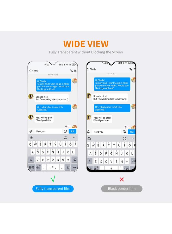 erorex For Xiaomi Poco C50 / Redmi A1+ / A2+ 2Pcs 9H Big Arc Edge High Aluminum-Silicon Tempered Glass Film - Image 2