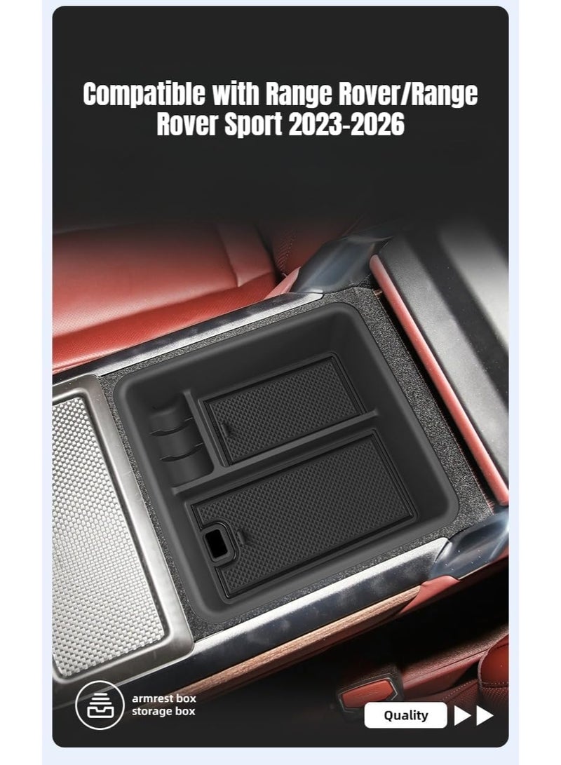 Upgraded Center Console Organizer Tray Compatible with Land Rover Range Rover / Range Rover Sport 2023-2026 – Armrest Storage Box with Soft Pad (Without Refrigerator) - Image 3