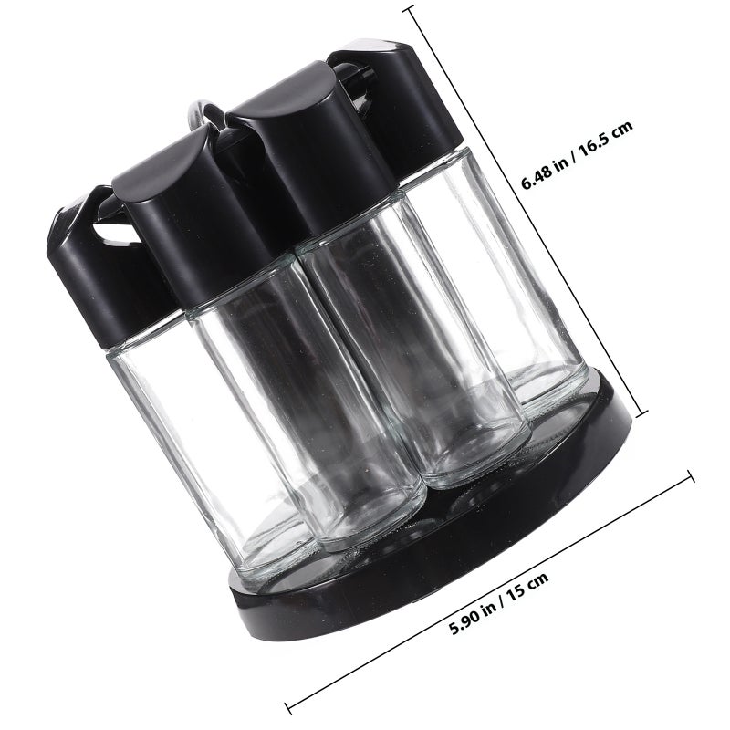 1 Set 360-Degree Rotating Spice Holder Kitchen Barbecue Seasoning Bottles Cruets - Image 2