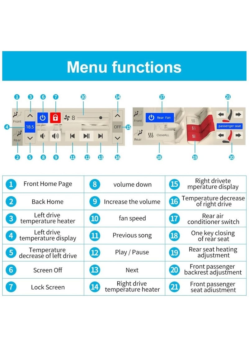 RAYMOS Tesla Rear Seat Screen For Tesla Model 3 Y 2016 2023 4.6 inch IPS Touchscreen Provides Rear seat Passengers With The Right To Adjust Air Conditioning Rear Seat Heating Seat Adjustment - Image 4