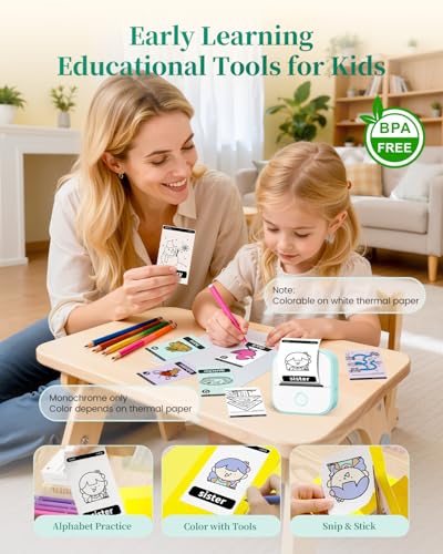 Memoking Mini Sticker Printer T02 Thermal Printer Portable Label Maker Bluetooth Photo Printer Print Pods Inkless Sticker Maker for Kids Sticker Box Smart AI APP for Gifts Study Note JournalDIY - Image 3