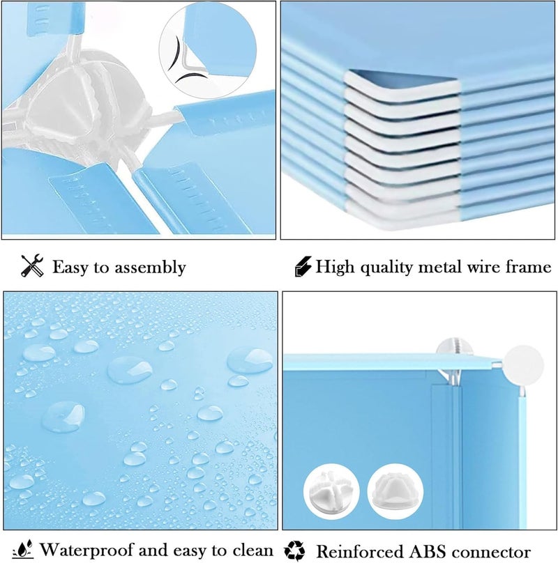 HEMOVIA Collapsible Wardrobe for Clothes - DIY 6 Door Plastic Almirah for Clothes with Doors | Side Hanger,Folding Waterproof Memory Standing Wardrobe for Storage for Home Clothes (Blue, 6+2-Door) - Image 4