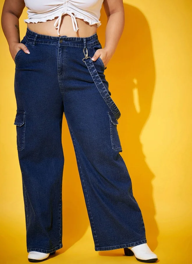 ساسافراس Navy Blue Mid-Rise Comfort Straight Fit Jeans for Women