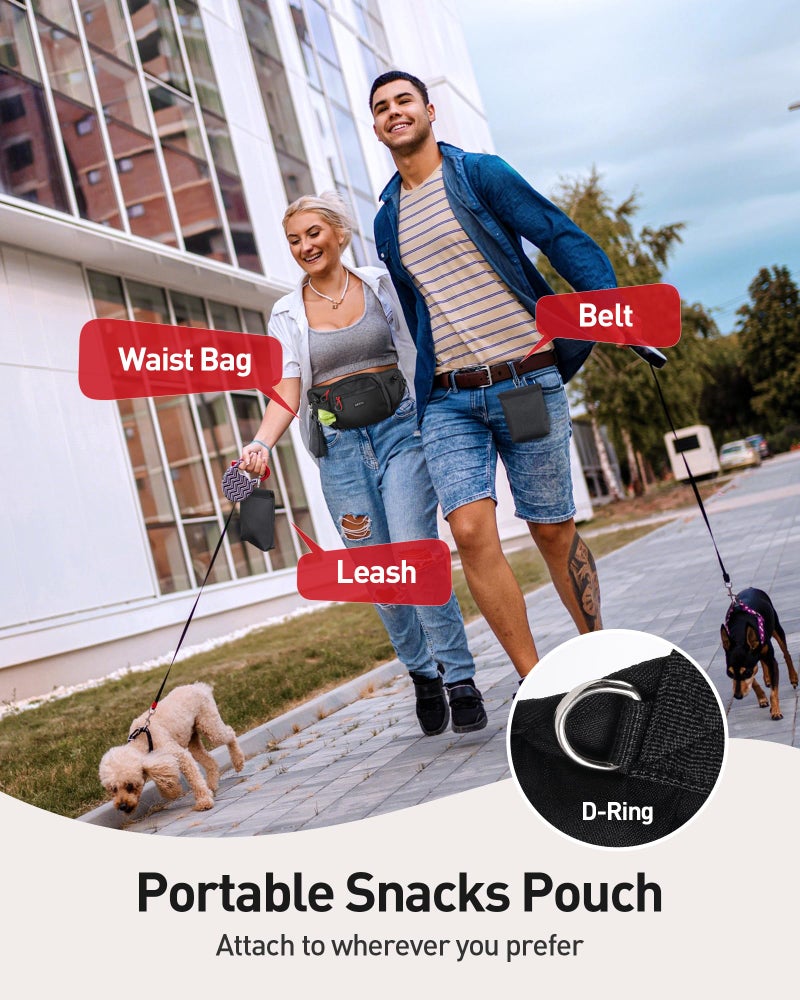 AGPTEK Dog Walking Fanny Pack, Large Capacity Dog Training Treat Pouch, Waist Bag with Removable Snack Pouch, Water Holder, Poop Bag Dispenser, Waterproof Zipper, Adjustable Strap, Black - Image 4