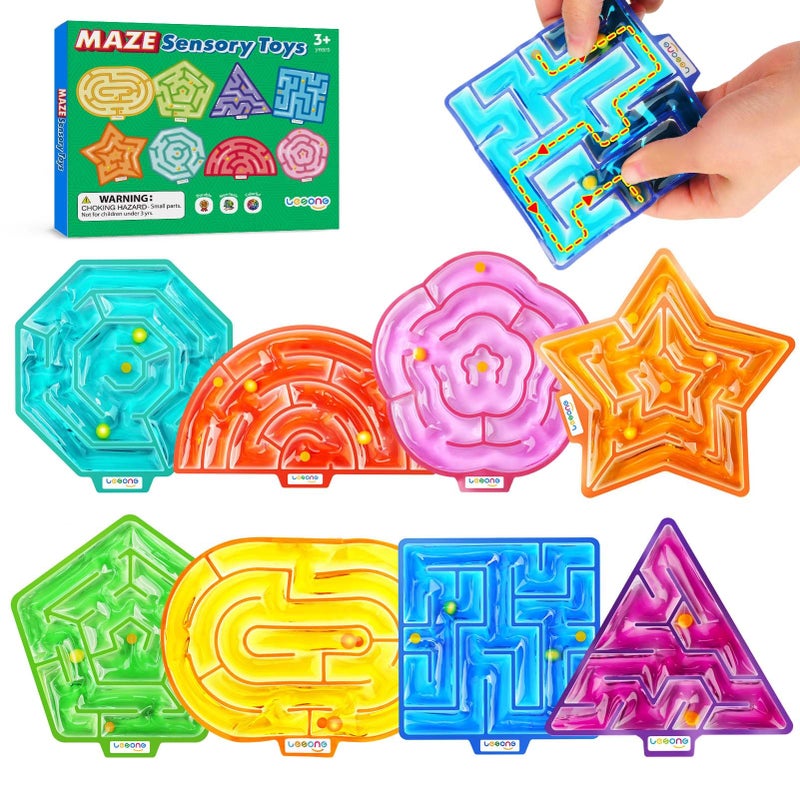 LESONG Sensory Toys Fidget Autism Toy for Kids 8 Pack GelFilled Maze Squeeze Sensory Toys for Children Calming Fidget Toys for Classroom - Image 2
