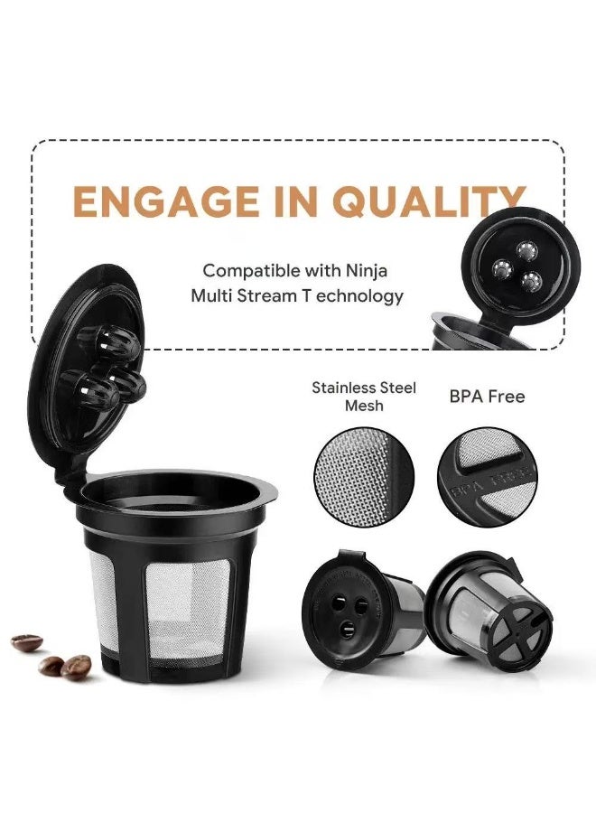 نينجا كبسولة قهوة قابلة لإعادة الاستخدام لماكينة Ninja DualBrew مع 3 فتحات لاستخلاص أقوى – عبوة 4 قطع - Image 3