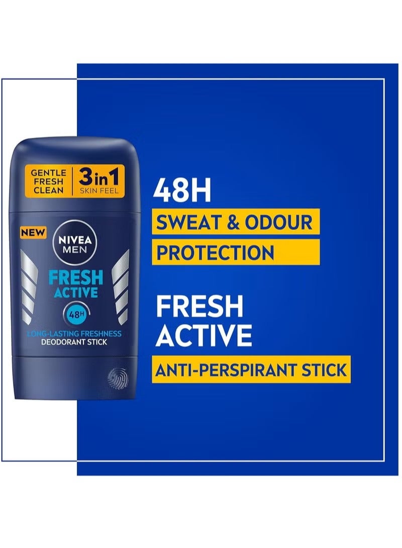 Nivea Men Fresh Active Deodorant & Antiperspirant Roll On Antiperspirant, 48 Hour Protection, Fresh Scent 2 × 50 ml - Image 2
