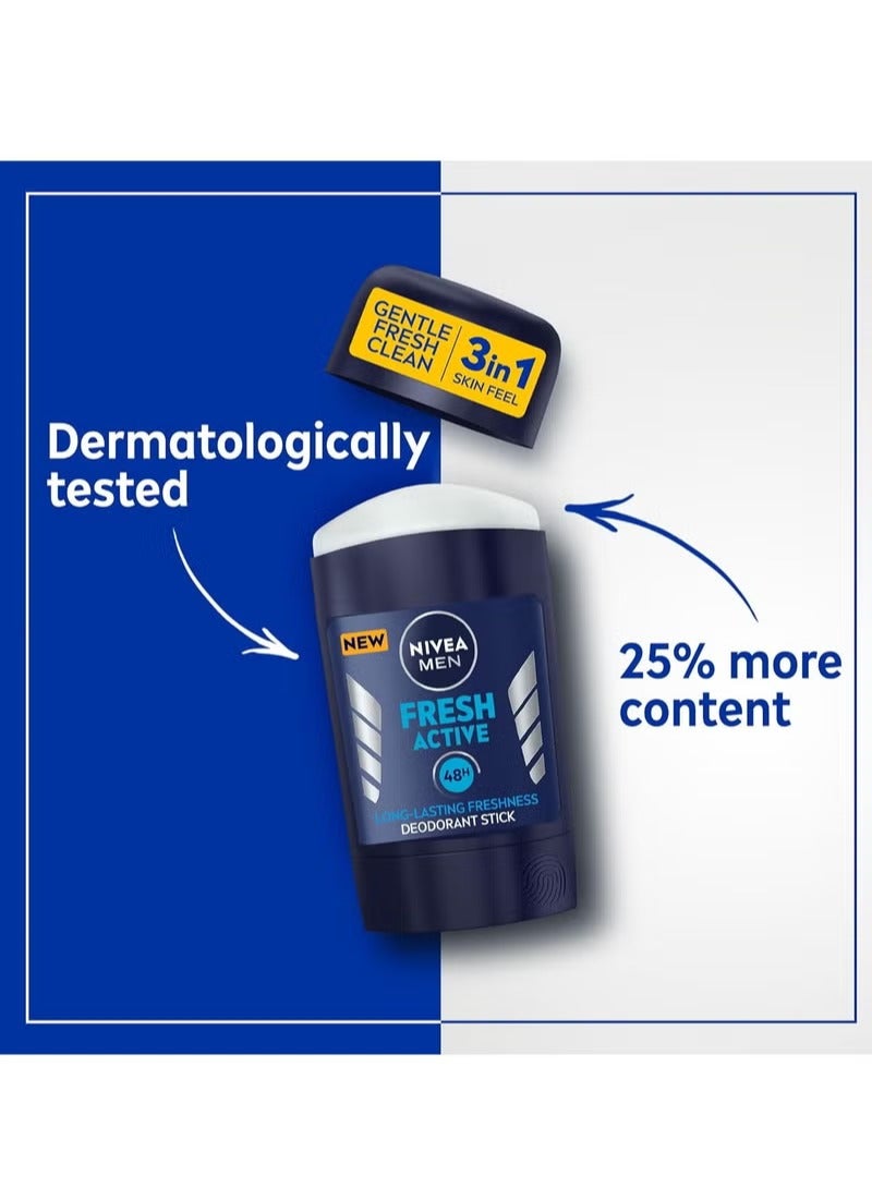 Nivea Men Fresh Active Deodorant & Antiperspirant Roll On Antiperspirant, 48 Hour Protection, Fresh Scent 2 × 50 ml - Image 4