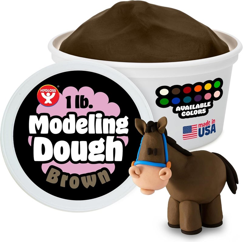 Hygloss Play Modeling Dough - 1lb. - Easter Basket Stuffer - Unscented Dough - Safe & Non-Toxic for Kids Arts & Crafts - Party Favors - Classroom Supplies, Brown - Image 1
