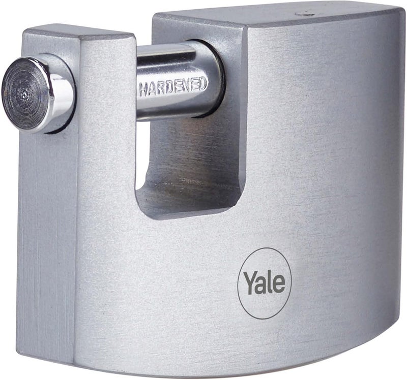 Yale 160ME Armoured Padlock, 80 mm Solid Brass Body with Hardened Chrome-Plated Steel Cover, Hardened Steel Shackle, Anti-Drill Keyway, Re-Keyable, Weather-Ready for Indoor and Outdoor Use