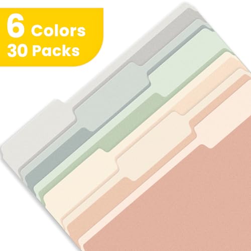 SUNEE File Folders, 30 Pack Manilla Folders 8.5 x 11, Colored File Folders Home Office School Supplies for Documents Files Paper,6 Pastel Colors - Image 3