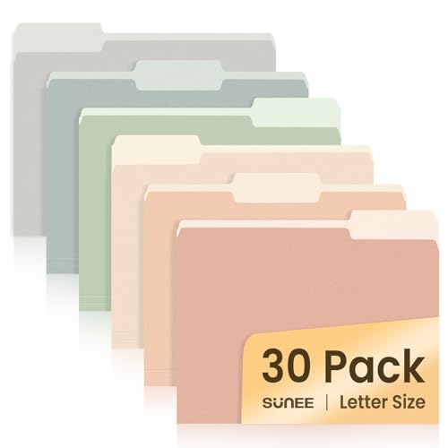 SUNEE File Folders, 30 Pack Manilla Folders 8.5 x 11, Colored File Folders Home Office School Supplies for Documents Files Paper,6 Pastel Colors - Image 1