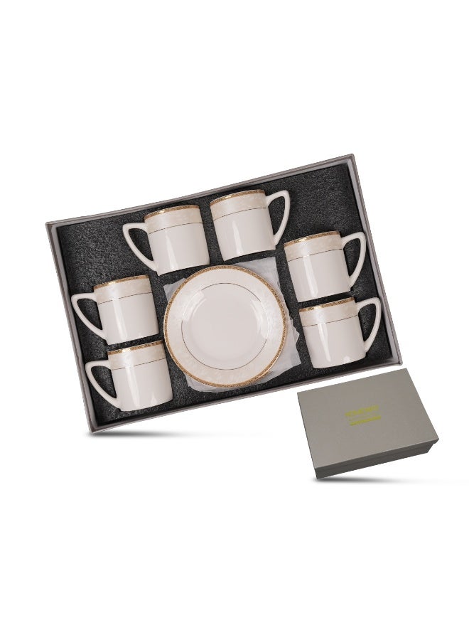 Homeway New Bone China Cup & Saucer 12 PCS Set 180ml Tea & Coffee Cup Set, Elegant Tableware, HW3913 - Image 1