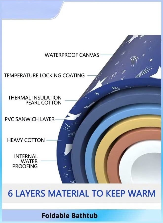 Portable Bathtub Kit, Foldable Soaking Bathtub for Adults, Freestanding Bathtubs, Hot Bath Tub, Ice Bath, Family Bathroom SPA Tub (Blue) - Image 4