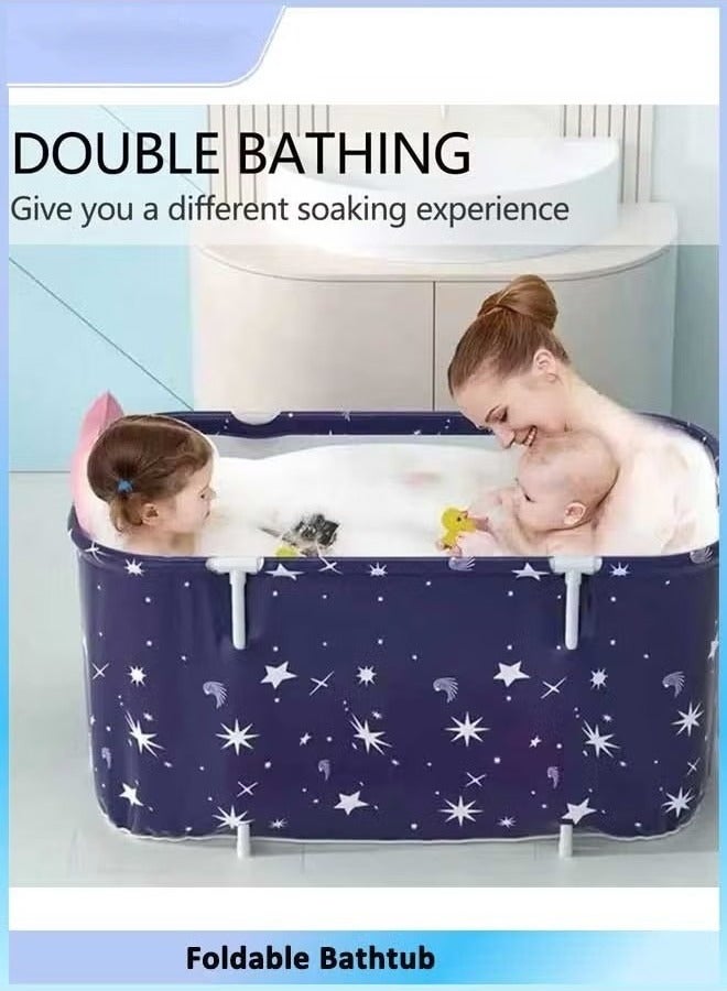 Portable Bathtub Kit, Foldable Soaking Bathtub for Adults, Freestanding Bathtubs, Hot Bath Tub, Ice Bath, Family Bathroom SPA Tub (Blue) - Image 2