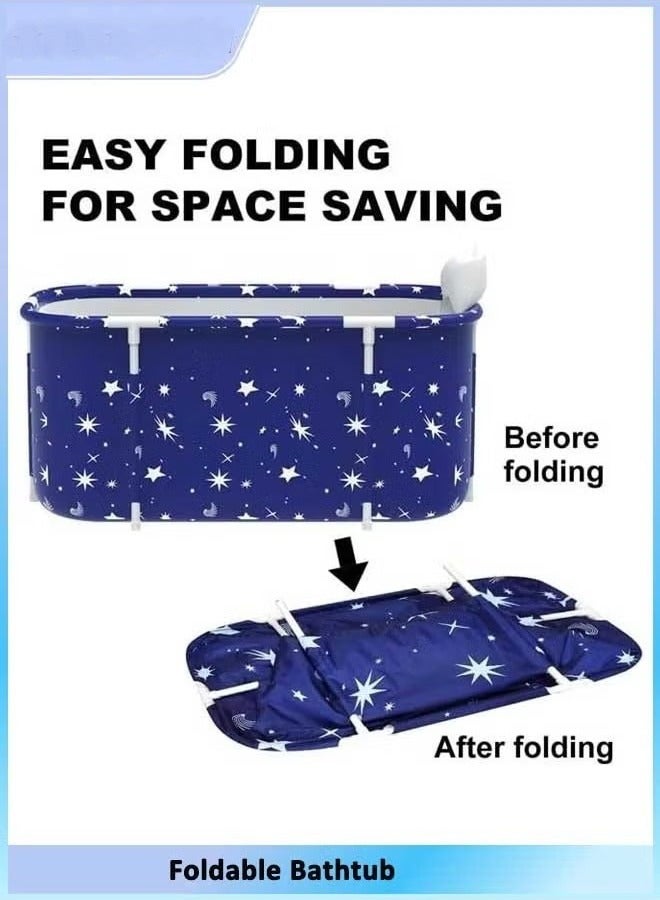 Portable Bathtub Kit, Foldable Soaking Bathtub for Adults, Freestanding Bathtubs, Hot Bath Tub, Ice Bath, Family Bathroom SPA Tub (Blue) - Image 3