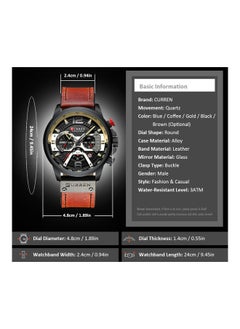 CURREN Waterproof Leather Chronograph Watch H35803BL-SU - 48 mm - Blue  - Image 4