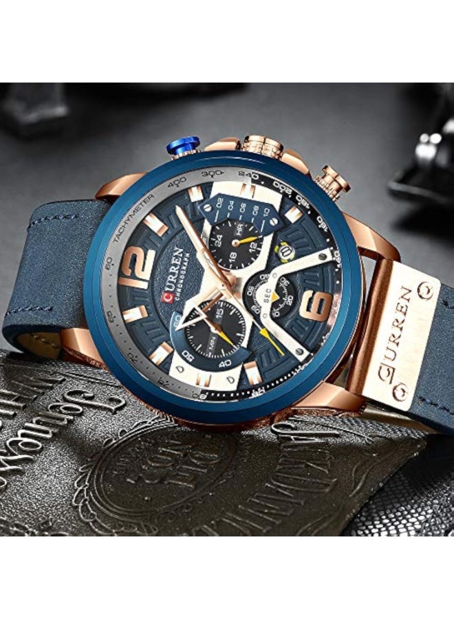 CURREN Trendy Fashion Men's Watch Multi functional Sports Waterproof Quartz Watch 48 mm - Blue - Image 4