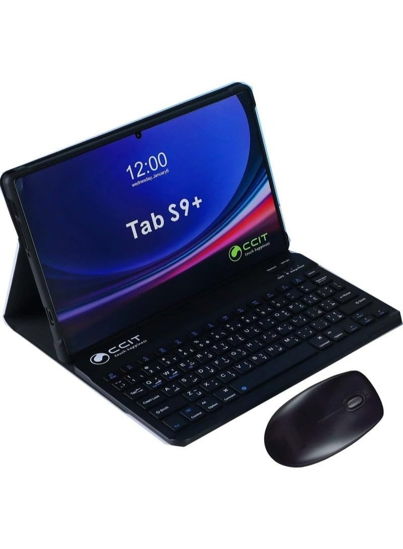 سي سي اي تي جهاز CCIT Tab S9+ اللوحي بشاشة 10.1 بوصة FHD، بنظام Android 14، ذاكرة RAM سعة 16GB، وسعة تخزين 1TB، بطارية 10000mAh، مع لوحة مفاتيح وماوس (أسود) - Image 2